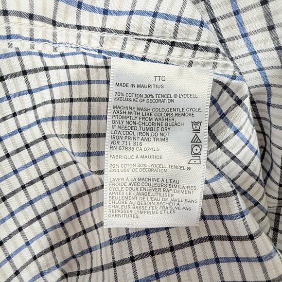 Nautica Men's Dress Shirt White Black & Blue Checkered Grid Pattern XXL Preppy - Picture 5 of 8